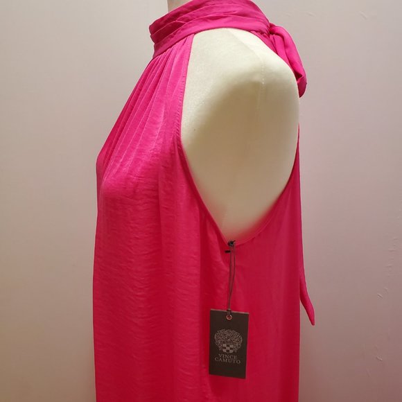 Vince Camuto Tiered Rumple Satin Maxi Dress Plus Size(1X) Halter Neck Sleeveless - Picture 8 of 11